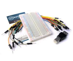 ATmega328P Starter Kit 830 Point Breadboard, Jumper Wires, USB